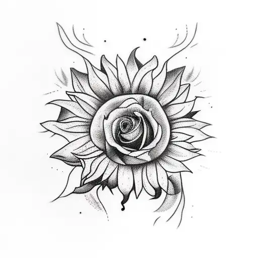 Sunflower With Roses And Vines Thigh Tatoo Coverup