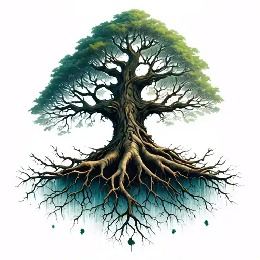 Tree With Roots Growing Gothic