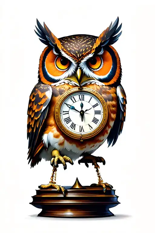 Owl With Clock And Scale