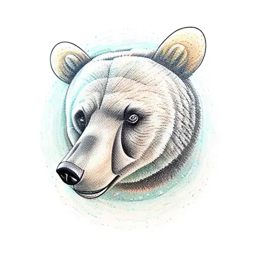 Very Neutral Bear Face Tattoo With Simplistic Design