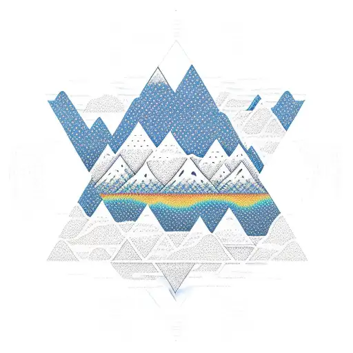 Waves And Mountain Reciprocating With Sun And Moon In A Diamond Shaped