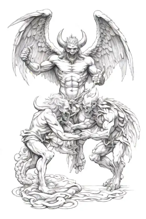 A Demon And An Angel Fighting