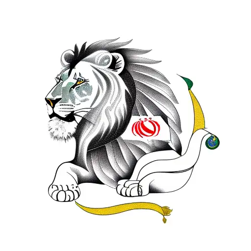 Iranian Lion And Iran Symbols And Farsi