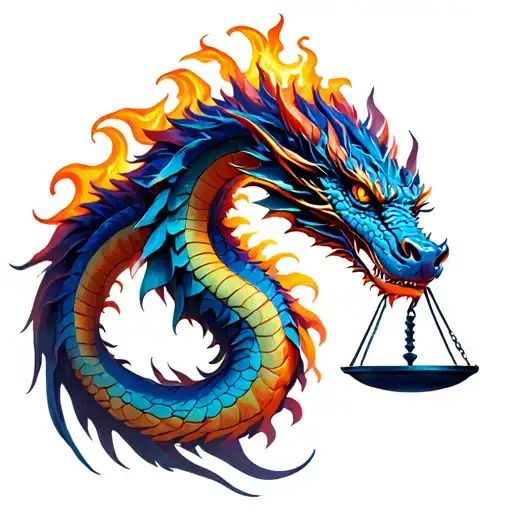 Libra Scale Balanced Dragon Wrapped Loosely Fire