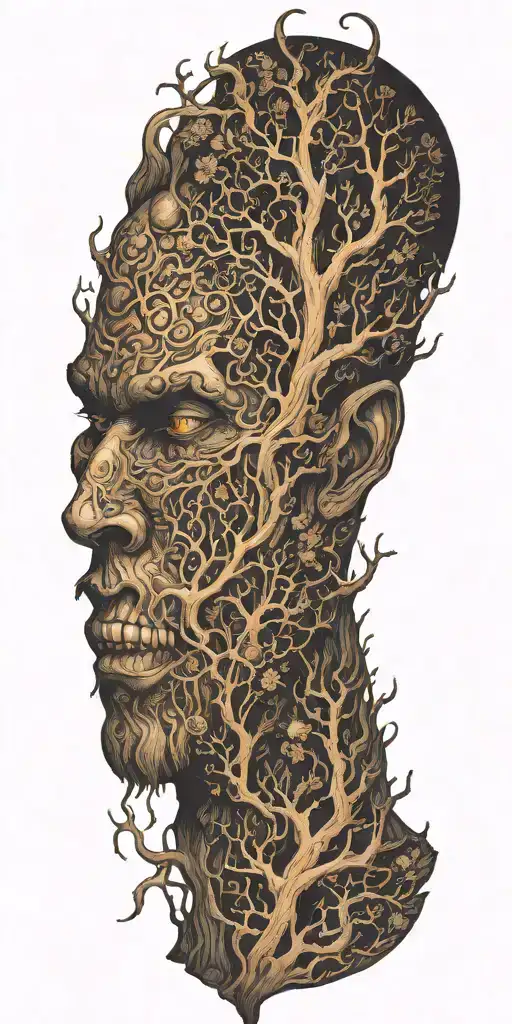 Foggy Forest With A Demon Hiding Facial Features