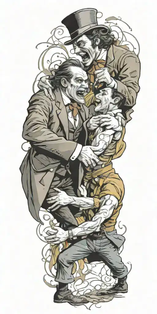 Jekyll And Hyde Fighting Each Other