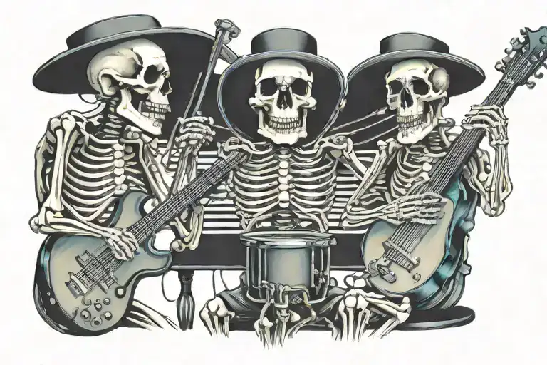 Three Skeletons Playing Music