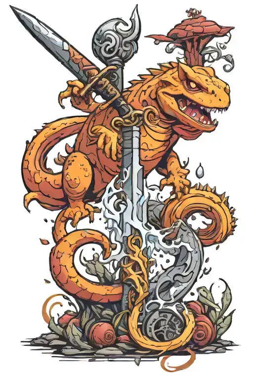Charmander And Gryffindor Sword