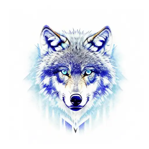 Blue Wolf In The Woods