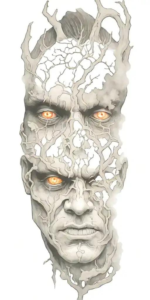 Foggy Forest With A Demon Hiding Facial Features