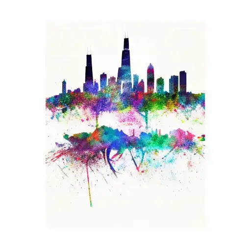 Chicago Skyline With A Runner Silhouette