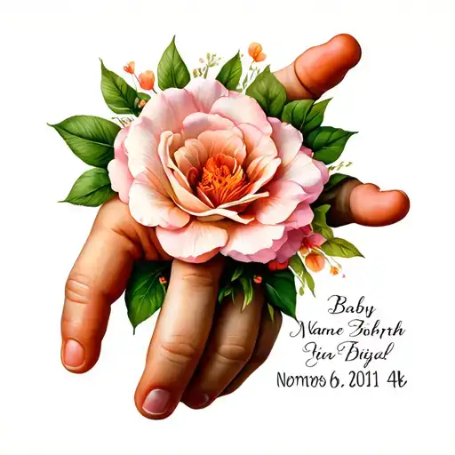 Baby Hand Pring And Name With Date Of Birth