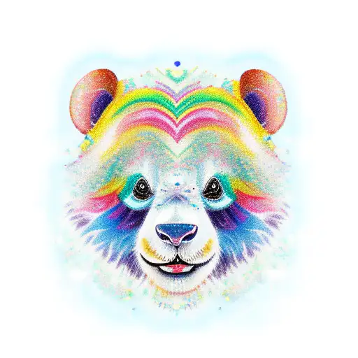 Carebear Glossy Glitter Rainbow Panda