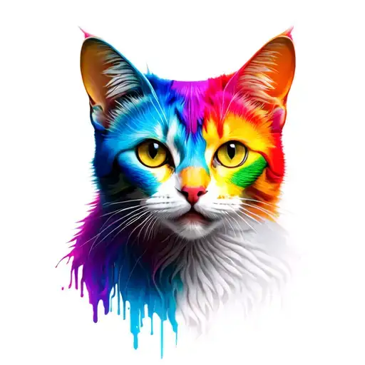 Trans Flag Colored Cat