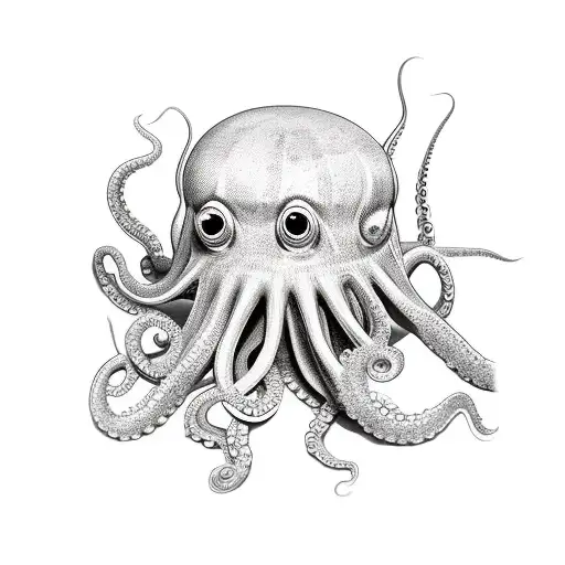 Octopus With One Eye And Bones For Legs With Suction Cups