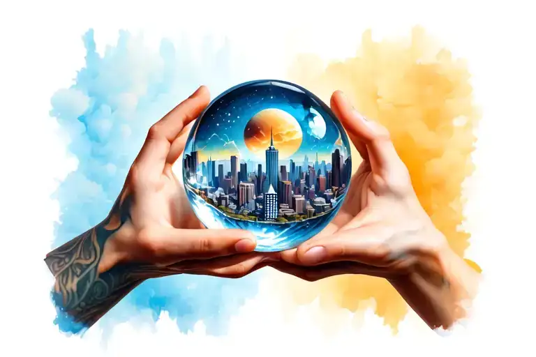 2 Hands Holding A Crystal Ball With A City Inside