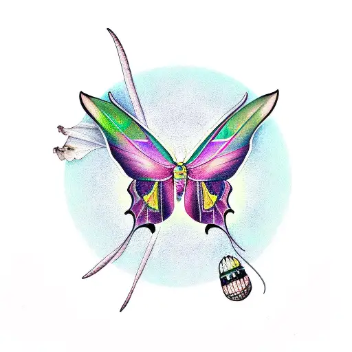 Luna Moth With Death Moth