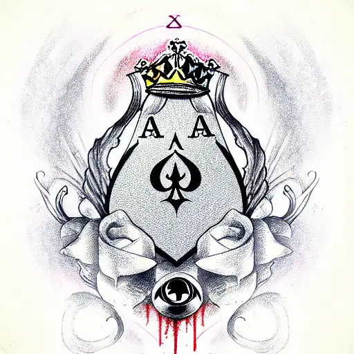 Ace Of Spades 8 Ball Scared Heart Kings Crown