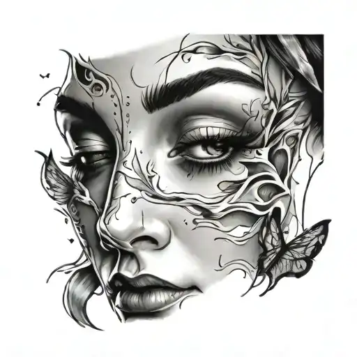 A Pretty Woman's Face Crying With Eyes Closed Mouth