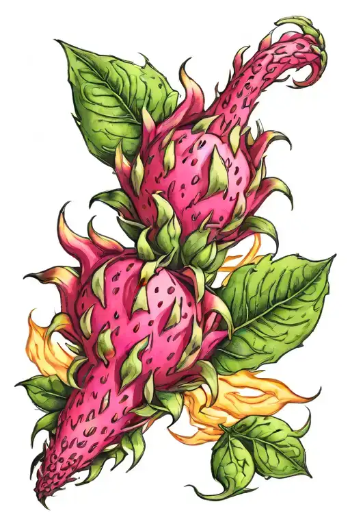 Dragonfruit Plant On Fire With Dragon