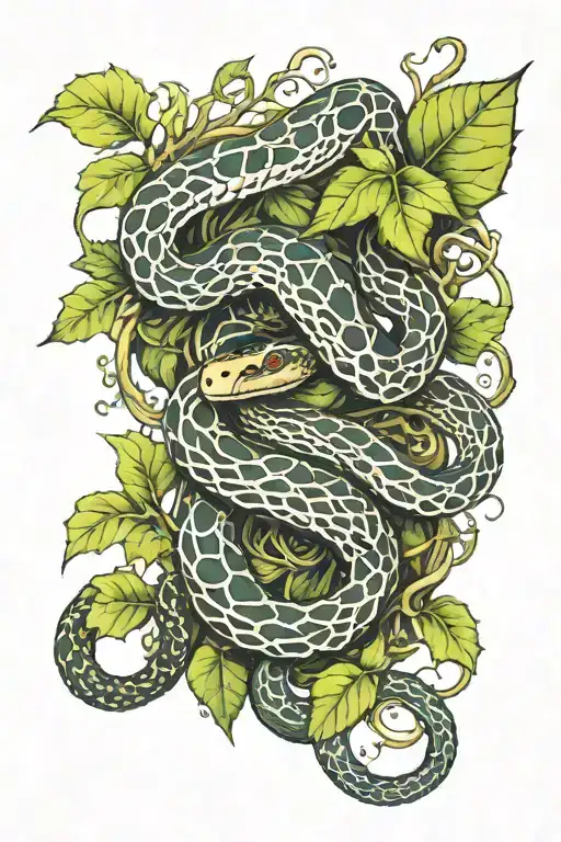 Vine Growing With Snake Coiled