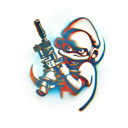 Smurf With Machine Gun