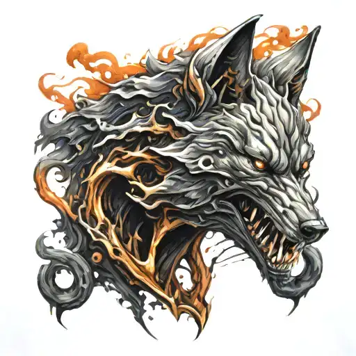 Wolf Chaning Into Venom With Black Smoke Coming