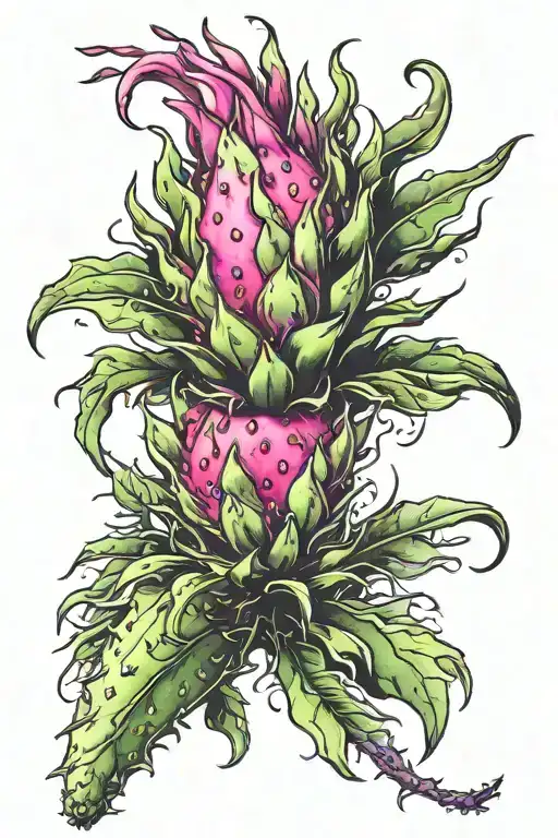 Dragonfruit Plant On Fire With Dragon Head
