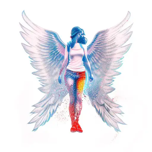 Silhouette With One Angel Wing And One Demon Wing