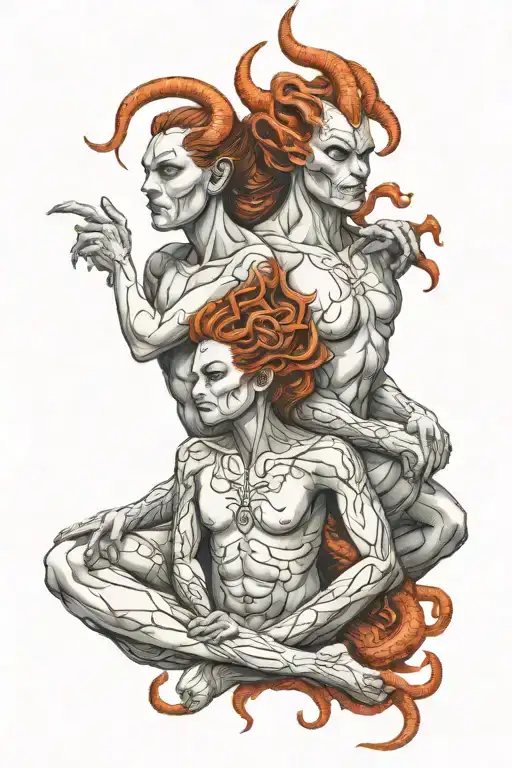 Loving Demon Couple Meditating