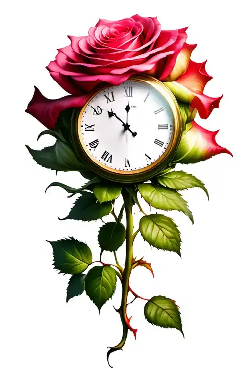 Clock Melting Down Into Giant Rose Bud