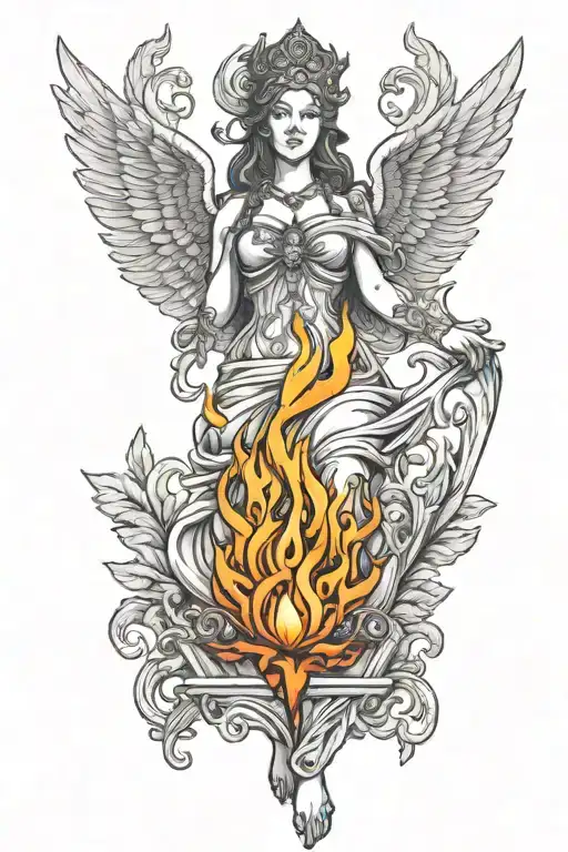 Hestia Goddess Statue With Fire
