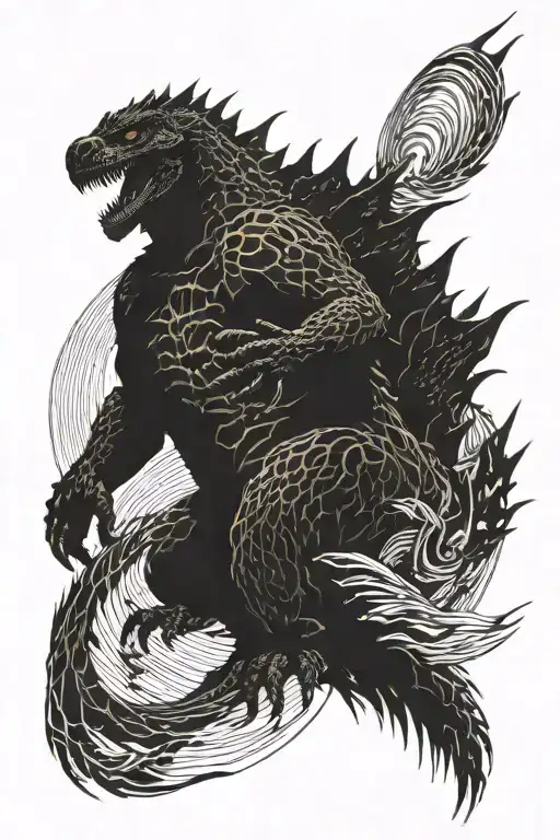 Godzilla Surrounded By Lines
