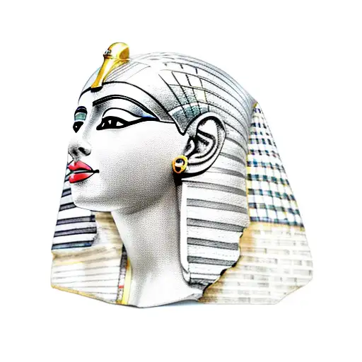 The Head Of The Egyptian Queen In Front Of The Egyptian Wall Painting