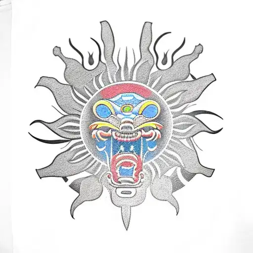 Sun God Aztec Dragon Tribal Arm