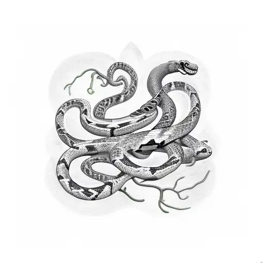 Broken Pillar With Snake And Vine Leaves