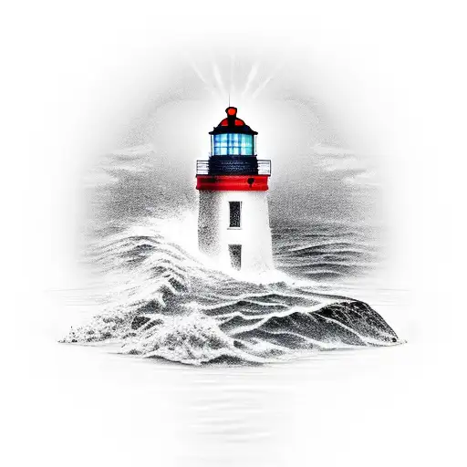 Light House With Rocky Shore And The Word Pack Hidden In Contours Of Rock