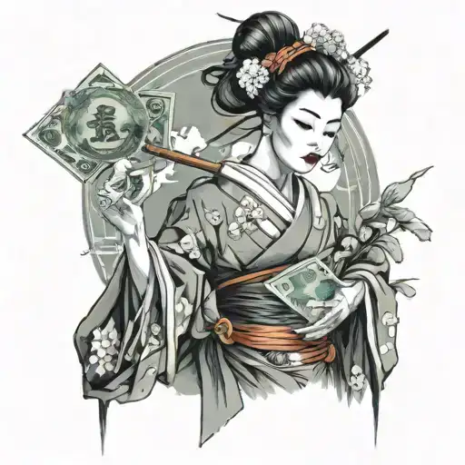 Samurai Geisha With Money