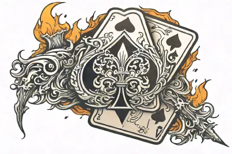 Ace Of Spades In Fire On Dagger