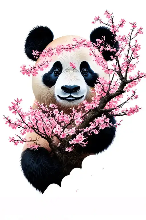 Cherry Blossom Trees That Form A Panda Face Using Negative Space