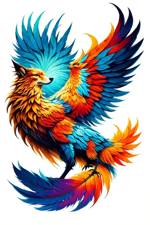 Wolf Phoenix Feather