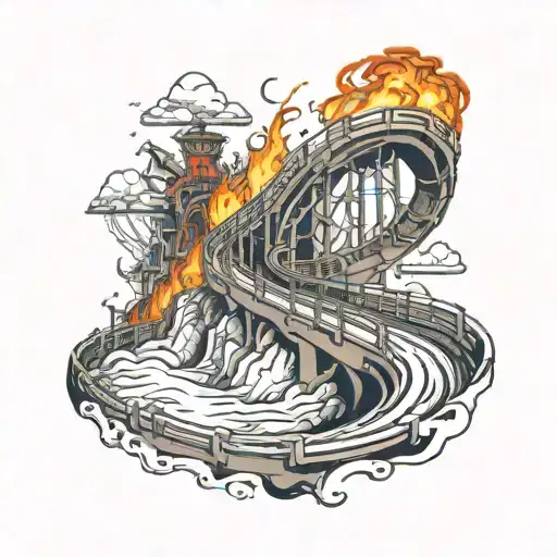 Rollercoaster Going Into A Pit Of Fire