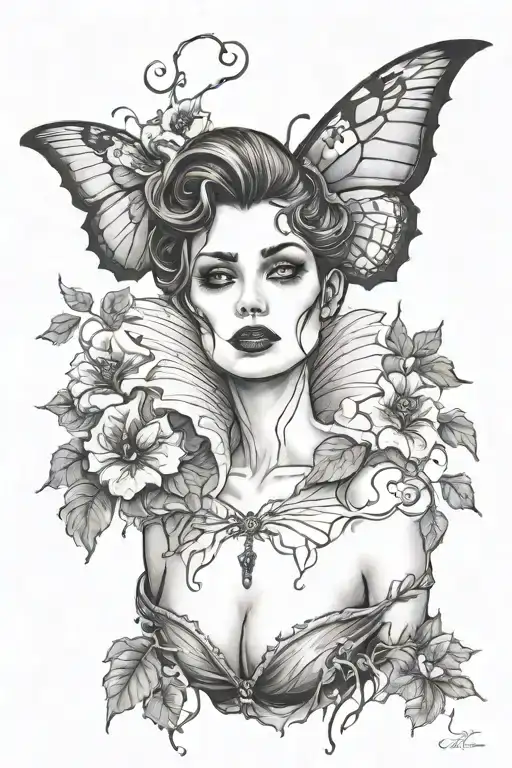 Gothic Female Vampire Sexy Bloody Morning Glory Vine