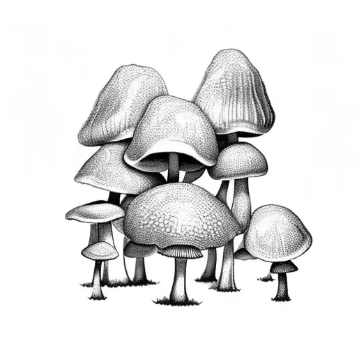 A Detailed Mushroom Forest Scene With Your Girlfriend And Dog Exploring Together