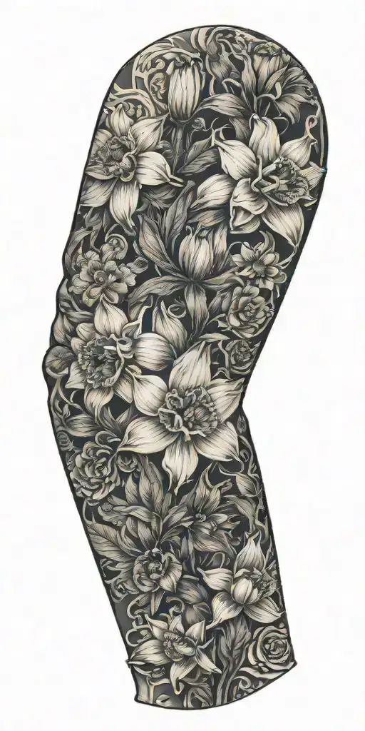 Asian Flowers And Daffodils Wrapped Around My Arm