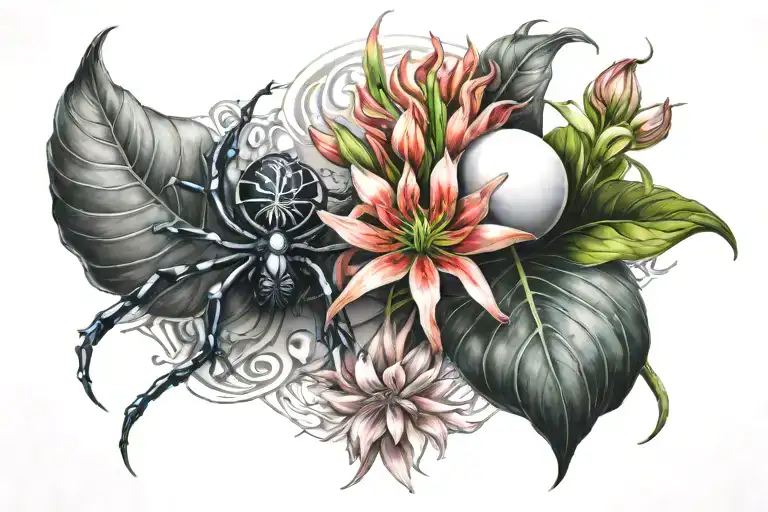 Yin Yang And Spider Lily Flower