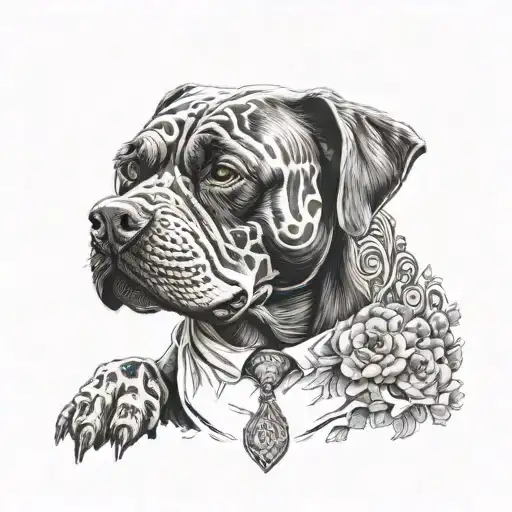 Dober Man Dog Sitting At World