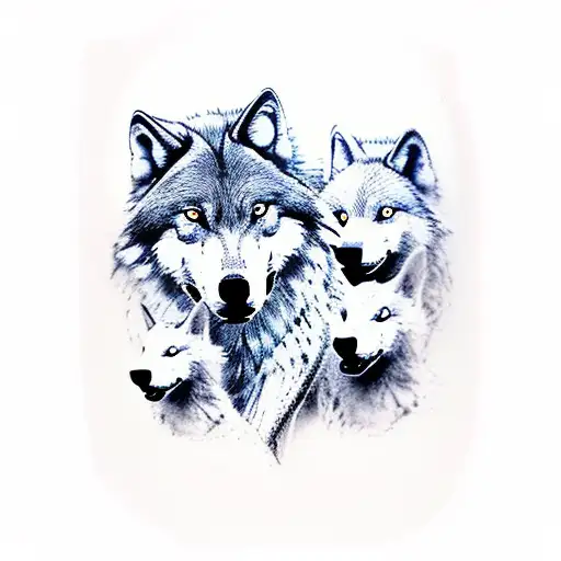 Father Wolf Mother Wolf And 2 Cubs