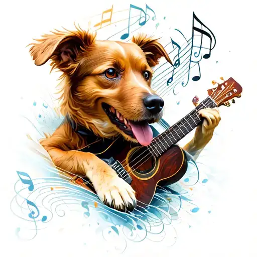 A Dog Playing Country Music Notes
