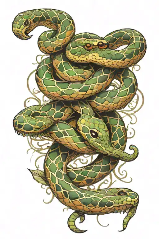 Snake Wrapped Around A Wand Intertwined